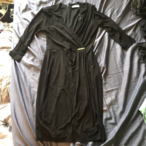 Black slim fit dress 3/4 sleeve by Calvin Klein. - Picture 1 of 4